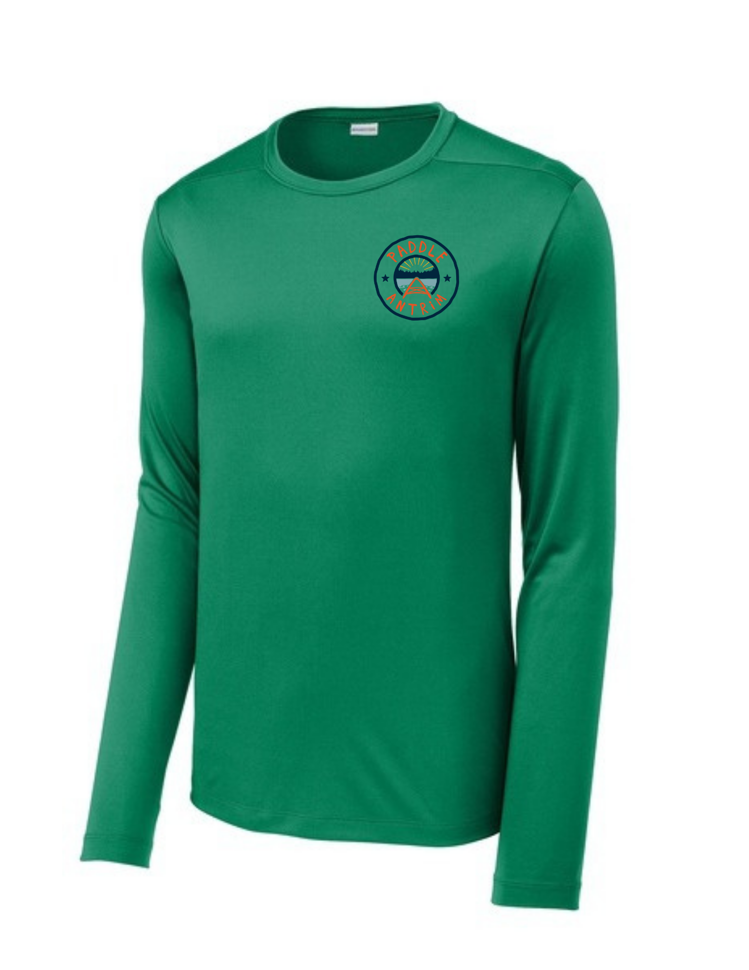 PRE SALE - Kelly Green - UPF 50 Long Sleeve Performance Shirt - New Paddle Antrim Logo